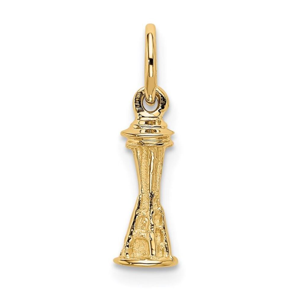 14k Yellow Gold Solid Polished Space Needle Charm - image 3